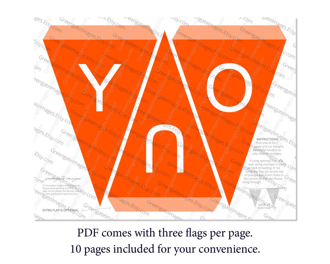 Orange Letter Banner Bunting Printable Editable Banner - Etsy