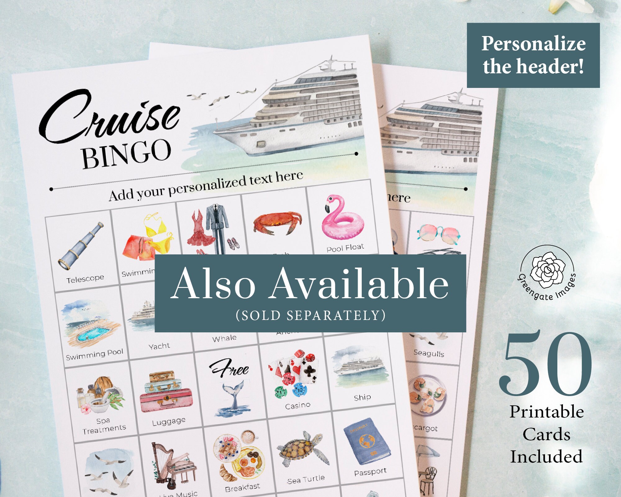 Nautical Bingo PRINTABLE 50 Cards Bingo Pdf Game Party Game Etsy