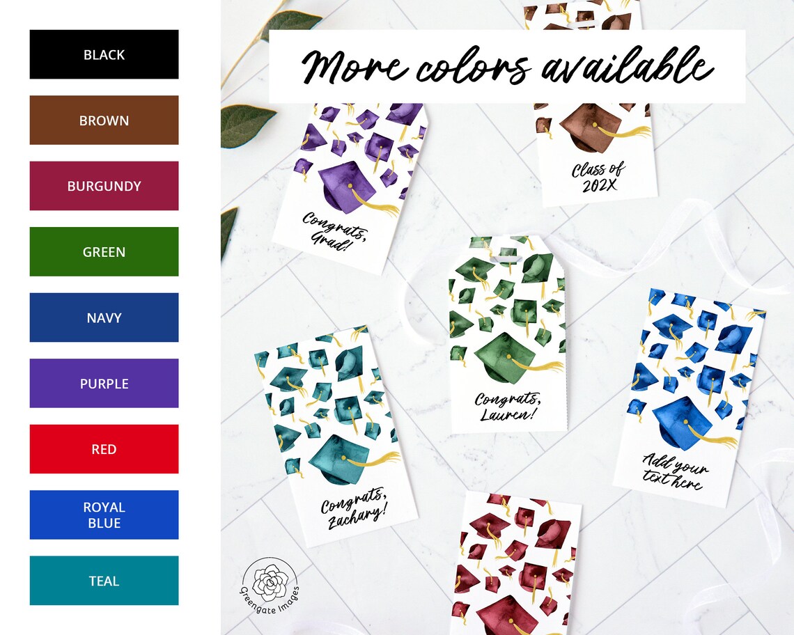 Brown Graduation Cap Gift Tags PRINTABLE Editable Corjl Etsy