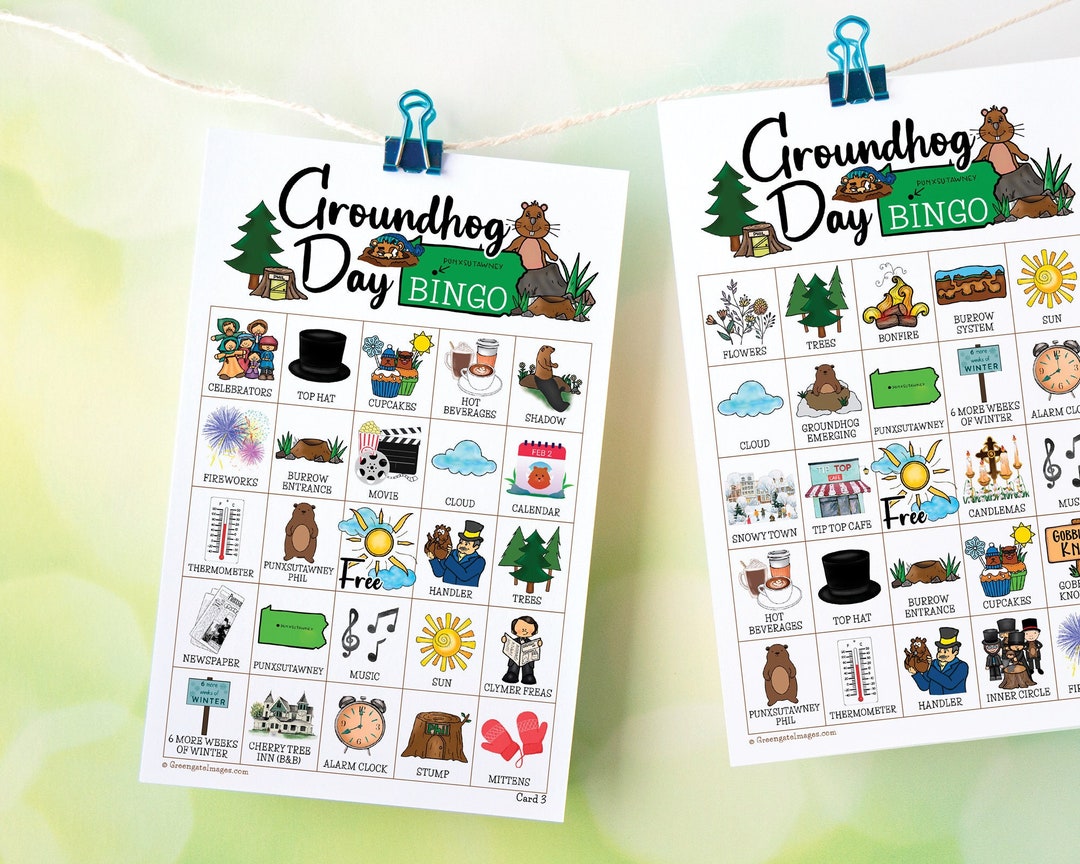 Groundhog Day Bingo  50 PRINTABLE Unique Cards. Instant