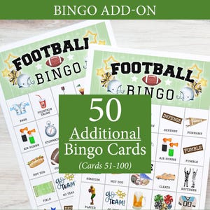 ADICIONAL: 50 cartelas de Bingo de Futebol adicionais (numeradas de 51 a 100) para acompanhar o jogo original, vendido separadamente
