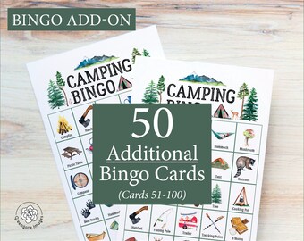 ADD-ON: 50 additional Camping Bingo cards (numbered 51-100) to go with the original game that is sold separately