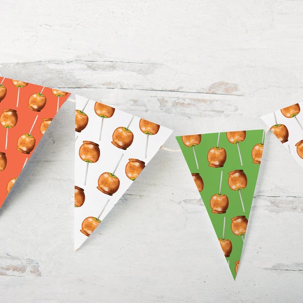 Caramel Apple Bunting - PRINTABLE Halloween Banner, Fall Autumn Ideas, Printable Bunting, Printable Banner Pumpkin Patch Farm Decorations