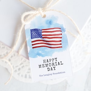 Étiquette cadeau patriotique/jour du souvenir - imprimable et modifiable Corjl / étiquette cadeau drapeau américain aquarelle / étiquette volante / polyvalent / étiquette de sac de faveur