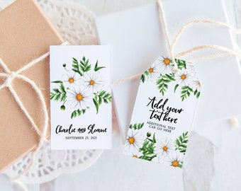 Daisy Gift Tags - Printable gift tag, favor tag, hang tag, bridal shower ideas, daisy wedding favor tag, corjl, april birth flower, daisies