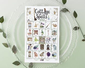 Cozy Witch Bingo - Cottage Spells - Fun activity for themed parties, forest woodland witchcore, magic, new age. 50 PRINTABLE unique cards.
