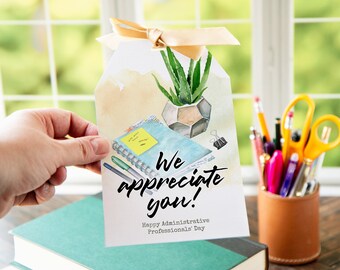 Administrative Professionals' Day Gift Tag - Jumbo PRINTABLE editable corjl, xl tag, giant for large gifts, really big personalized hang tag