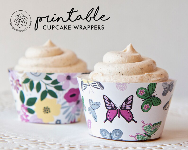 Butterfly Cupcake Wrappers PRINTABLE Cupcake Wrappers Etsy