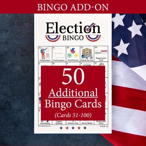 ADICIONAL: 50 cartelas adicionais de Bingo Eleitoral (numeradas de 51 a 100) para acompanhar o jogo original, vendidas separadamente