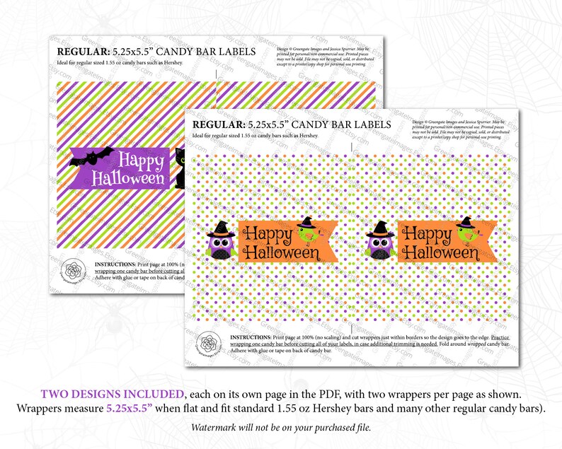 Halloween Candy Bar Wrappers PRINTABLE Hershey Bar Wrapper | Etsy