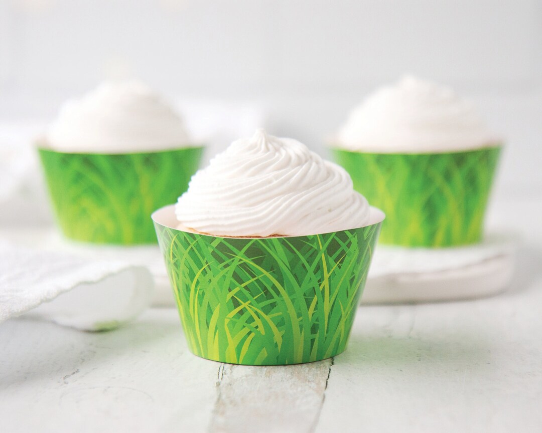 Grass Cupcake Wrappers Printable Cupcake Wraps Green Grass Etsy