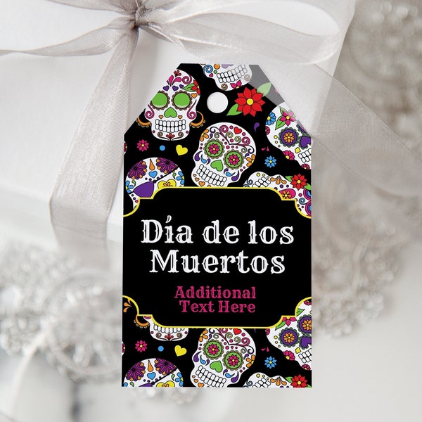 Sugar Skull Día de los Muertos Gift Tag - Printable gift tag, favor hang, edit in Corjl, day of the dead, favor bag tag, mexican gift giving