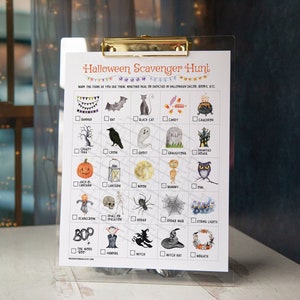 Chasse au trésor d'Halloween - Jeux imprimables pour enfants du primaire - Promenade de quartier, décorations d'extérieur Chasse au trésor - Livre jeu de repérage de films