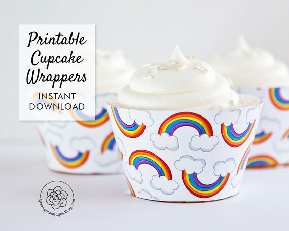 Rainbows Cupcake Wrapper Printable Cupcake Sleeve Rainbow - Etsy