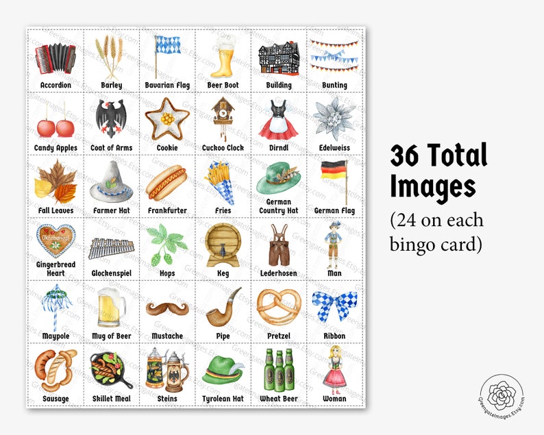 Oktoberfest Bingo: PRINTABLE 50 Card Bingo Set Calling Cards - Etsy