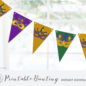 Mardi Gras Bunting - Printable Banner, Instant Download, Party Decor ...