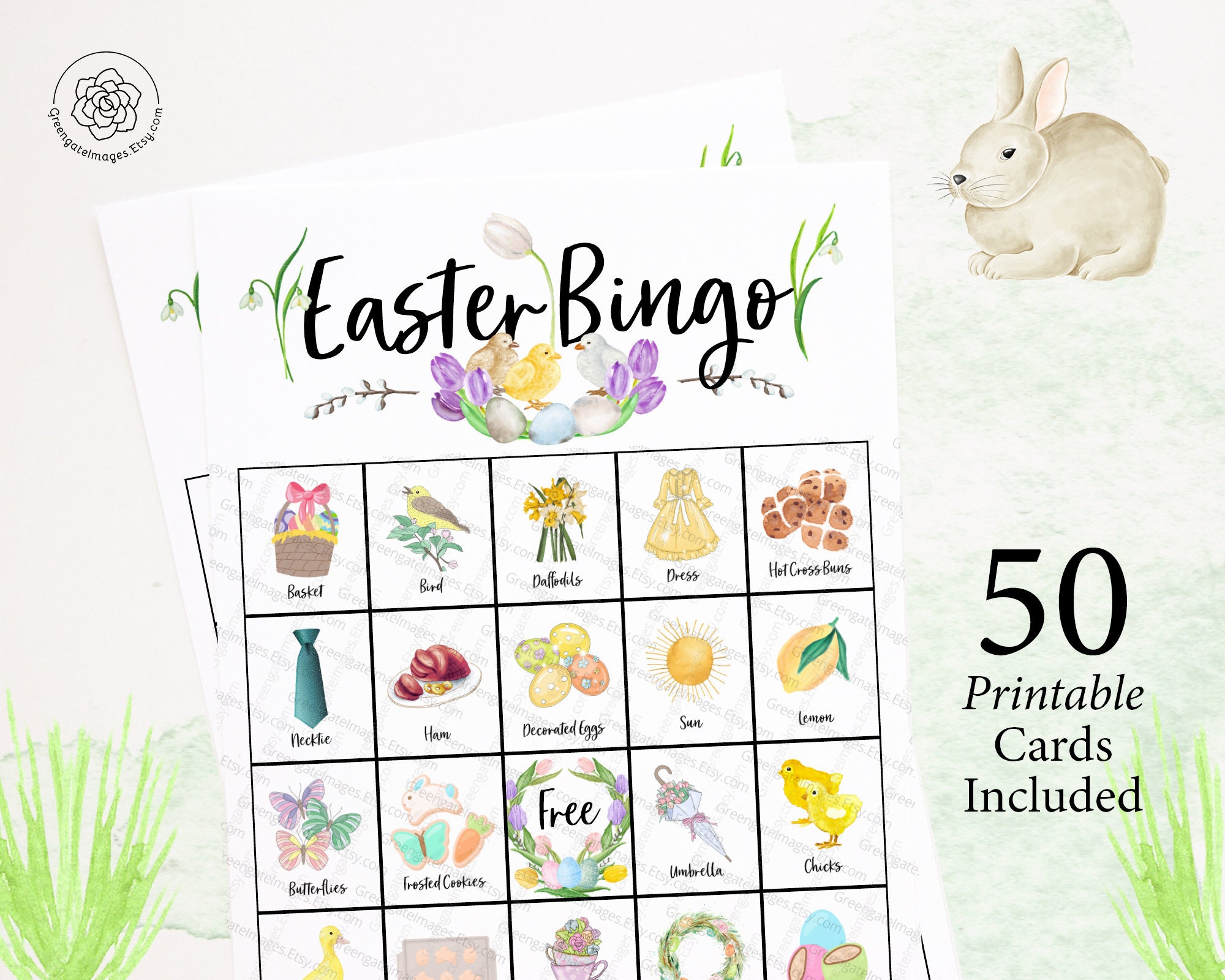 Easter Bingo Cards Printable bingo cards 50 cards senior Etsy