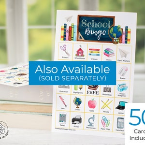 Back to School Bingo (elementary) - 50 PRINTABLE Unique Cards. Instant ...