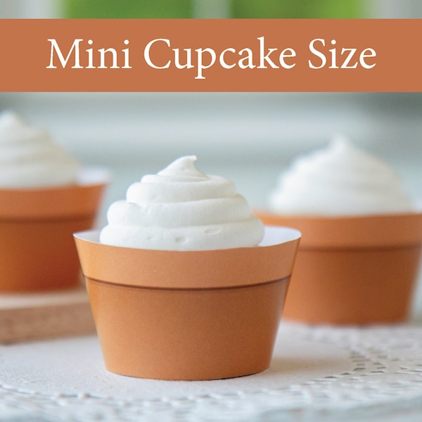 MINI Terracotta Pot Cupcake Wrapper - PRINTABLE pdf, flower pot, spring baby shower, cupcake ideas, birthday plant cupcakes