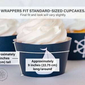 Nautical Cupcake Wrappers - Printable Cupcake Wrap, Navy Nautical, Boy ...