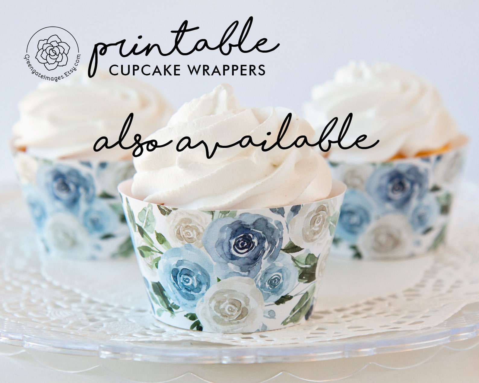 Printable Cupcake Wrappers Wedding Ideas Ivory Rose - Etsy