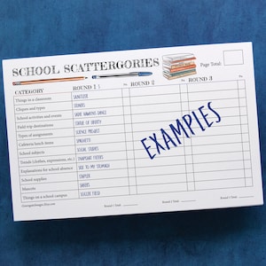 School Scattergories - printable scattergories template, party game, group activity ideas, homeschool idea, family class, categories game