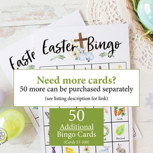 Christian Easter Bingo: 50 printable unique cards, Resurrection church game, Sunday school, kids game, seniors activity, religious holiday image 6