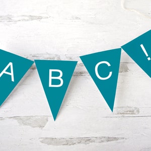 Teal Letter Banner - PRINTABLE, editable banner PDF. Instant digital download. Bunting letters for parties, messages, & celebration. TLB