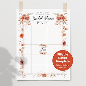 Plantilla de bingo para rellenar: 50 tarjetas de bingo para imprimir en formato PDF. Juego de bingo en blanco para fiestas de despedida de soltera, recepción de boda, personalizable y editable.