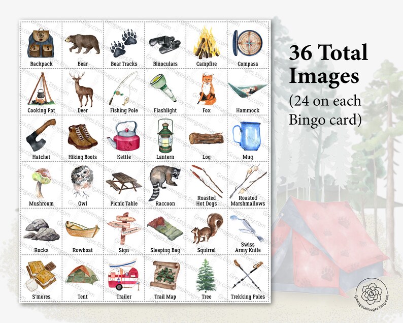 Camping Bingo: PRINTABLE 50 Cards Bingo Pdf Game Party Game - Etsy