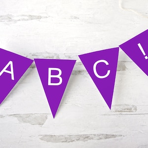 Banderín de letras morado: banderín imprimible, PDF editable. Descarga digital instantánea. Banderines con letras para fiestas, mensajes y celebraciones. TLB