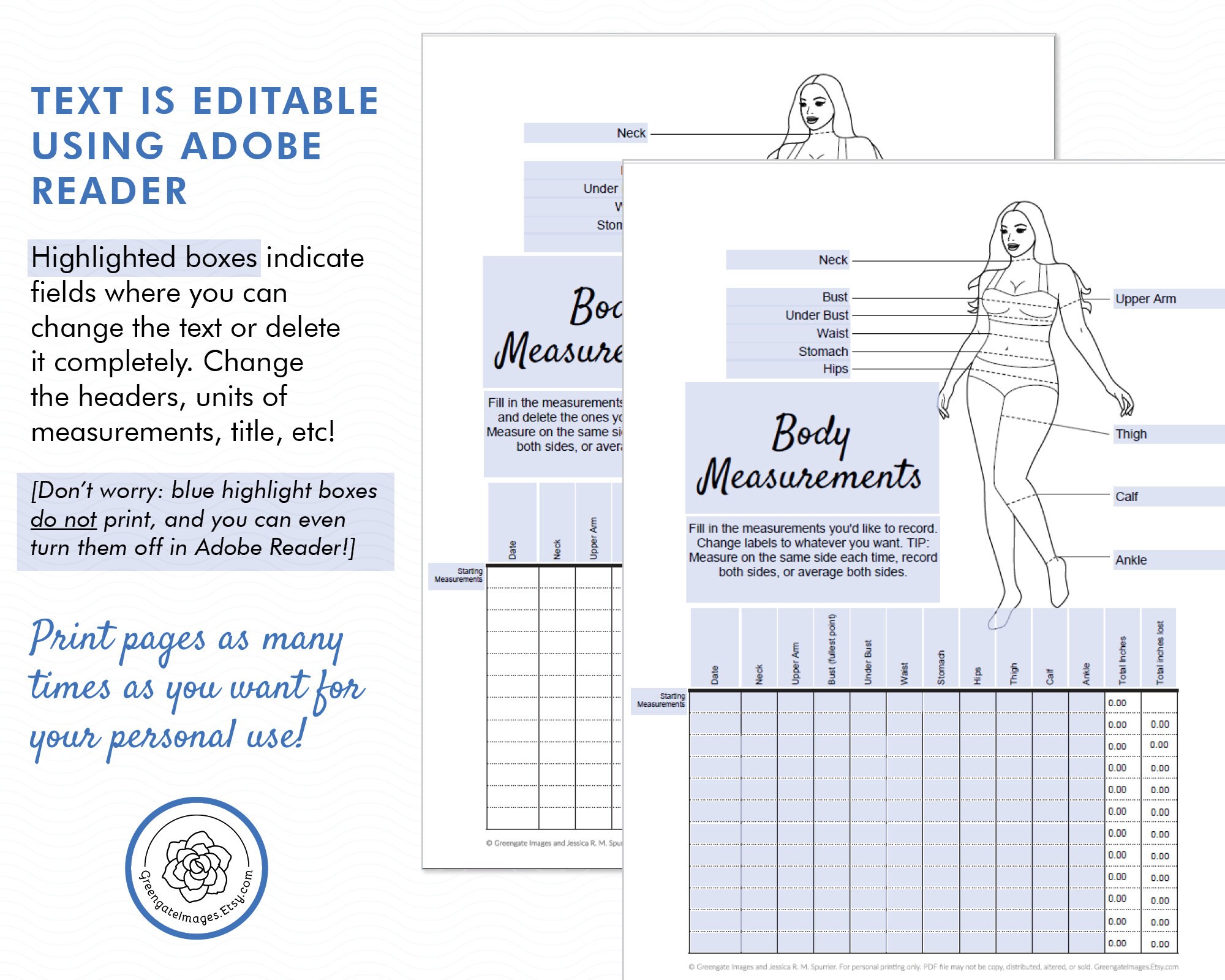 Body Measurements Tracker: Chart Body Measurement For Women / flexible tape  measure for body measurements , Journal, Notebook, Tracker, Keep Record