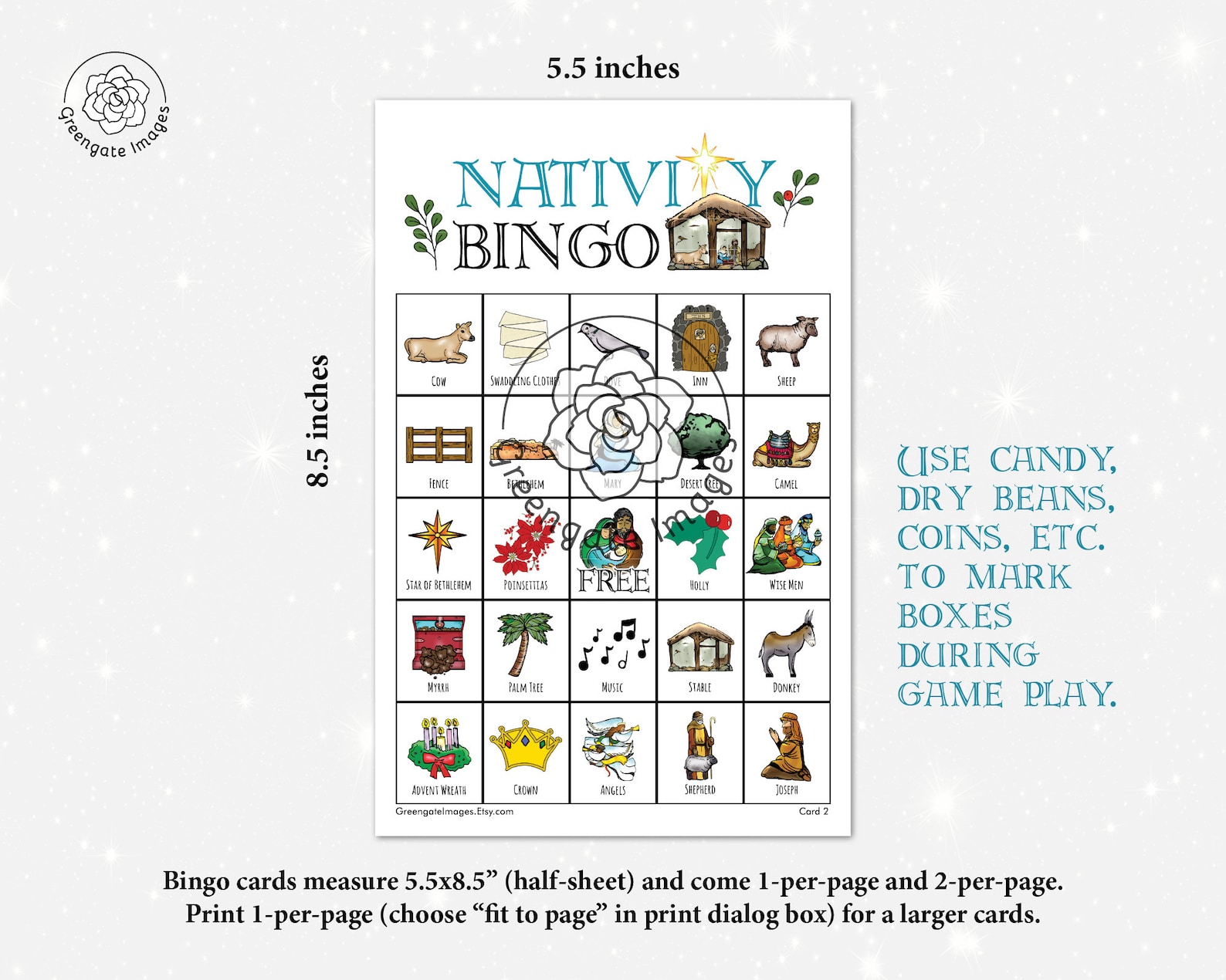 Nativity Bingo Cards: Printable Christmas Bingo 50 Cards - Etsy