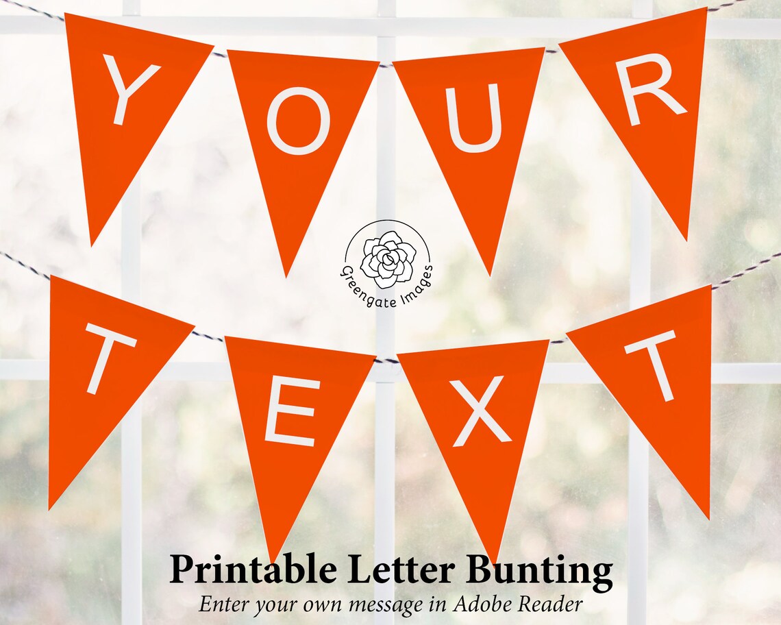 Orange Letter Banner Bunting Printable Editable Banner - Etsy