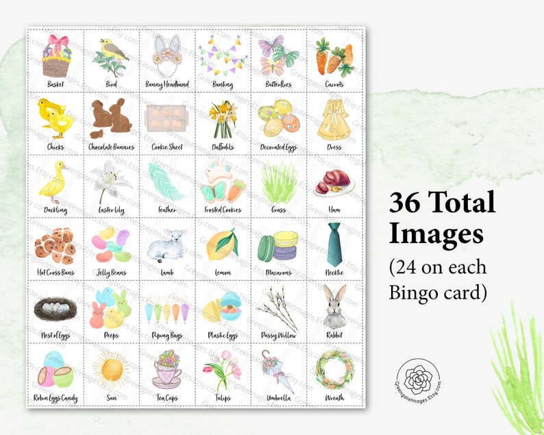 Easter Bingo Cards Printable Bingo Cards 50 Cards Senior Etsy