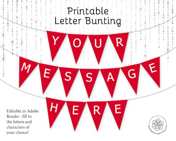 red letter banner editable banner bunting letters party etsy