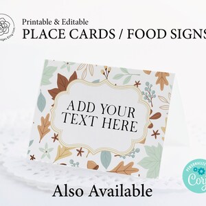 Segnaposto foglia autunnale Segnaposto stampabile, Corjl Buffet Cards Etichette alimentari, cartello da tavolo per cibo da tenda, idee per matrimoni autunnali, foglie autunnali immagine 9