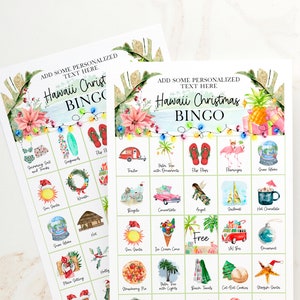 Tropical CHRISTMAS Bingo: 50 Printable Bingo Cards With Hawaii - Etsy