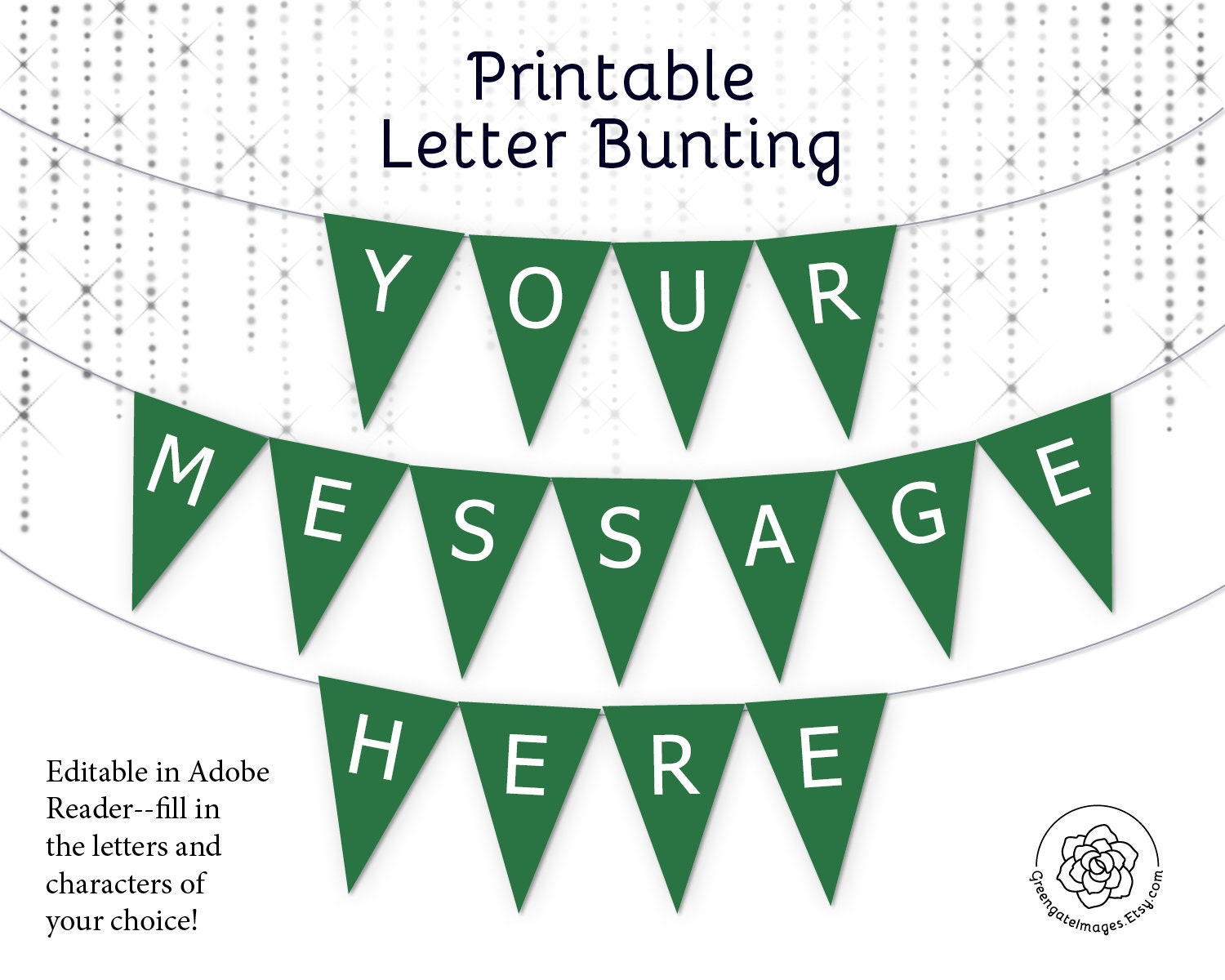 green letter banner bunting download editable banner party etsy singapore