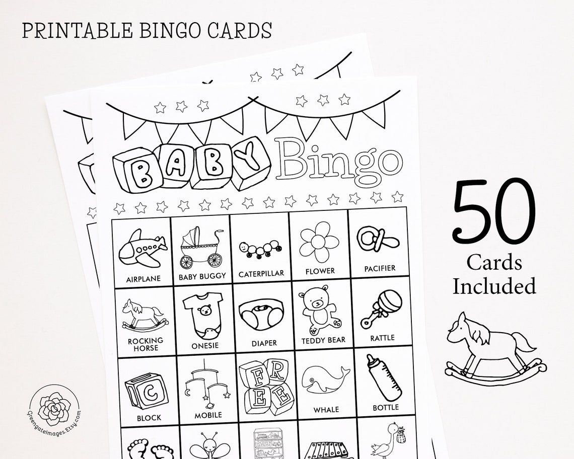 Baby Shower Bingo Cards Printable Bingo Set 50 Cards Party Etsy