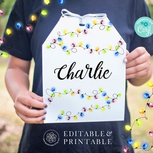 Etiqueta gigante para presente de Natal XL - corjl editável para impressão, etiqueta extra grande, enorme para presentes grandes, etiqueta para pendurar de presente realmente grande e personalizada