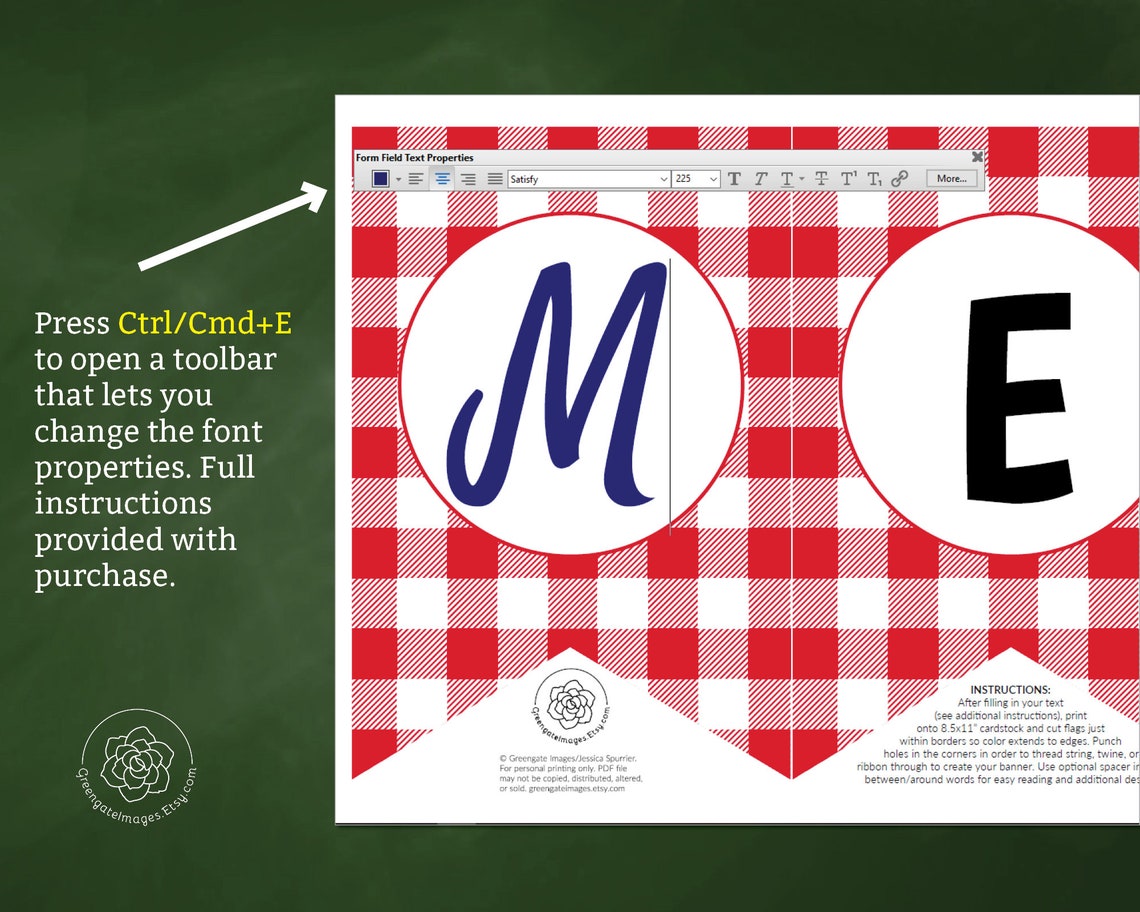 Picnic Letter Banner Editable Printable Message Bunting Red - Etsy