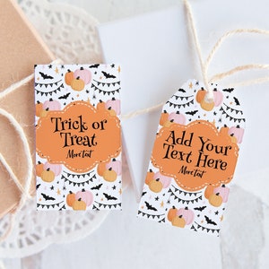 Pink and Orange Pumpkin Halloween Gift Tags - Printable gift tag, favor tag, hang tag, favor tag ideas, corjl, halloween baby shower ideas