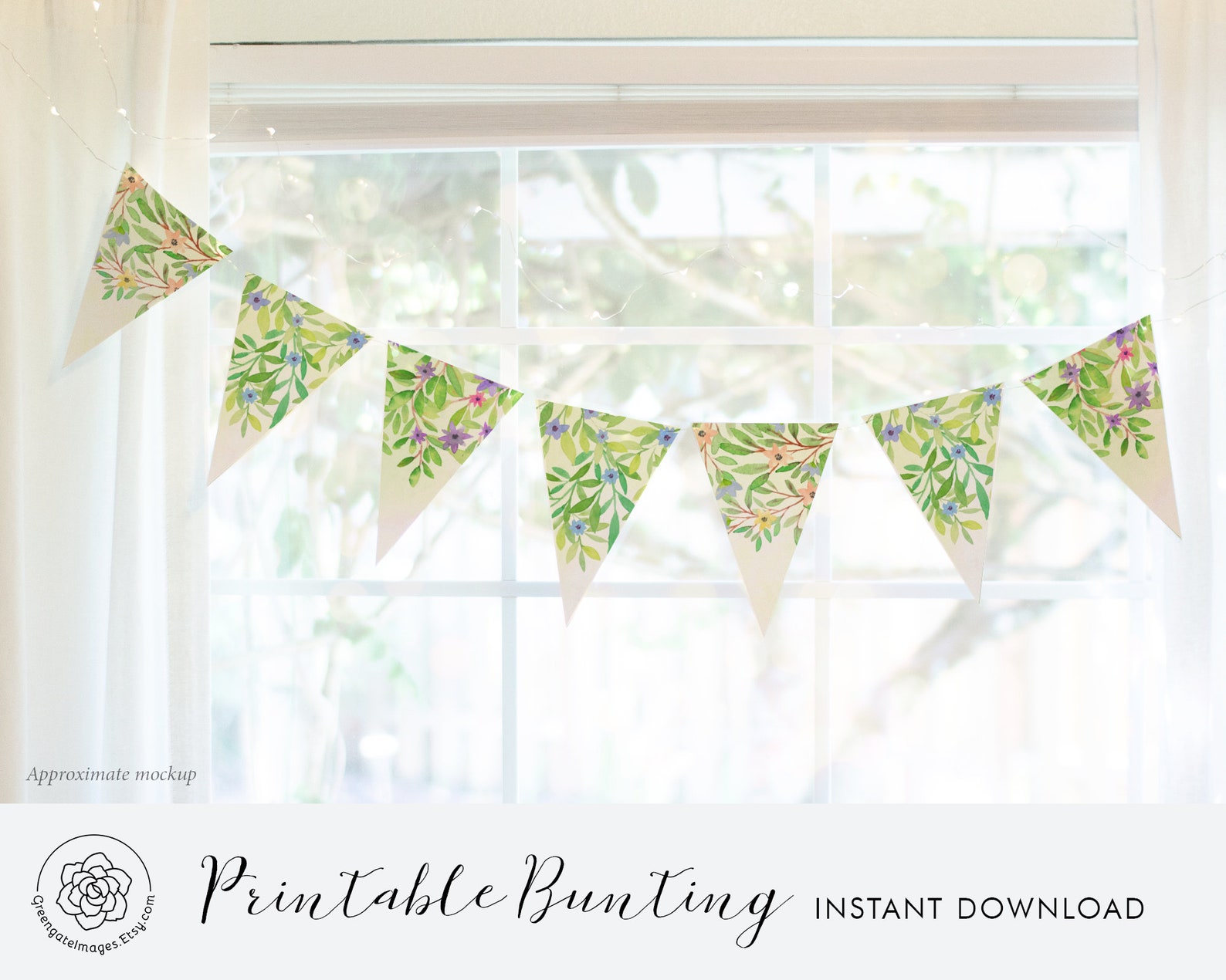 Printable Floral Bunting INSTANT DOWNLOAD watercolor | Etsy