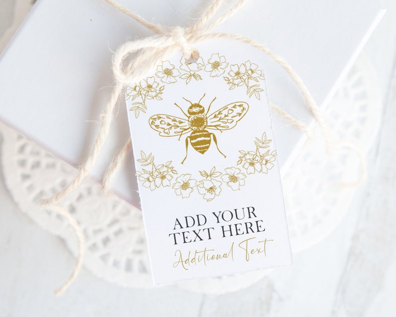 Bee Gift Tag - PRINTABLE Honey Bee Favor Tag. Personalize Corjl. Line ...