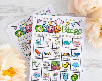 Baby Bingo Cards: Printable bingo set, 50 cards, party idea, baby shower game, baby sprinkle activity, gender neutral baby shower bingo