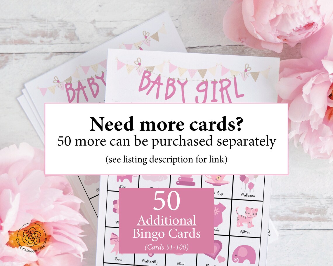 Baby Girl Bingo Cards: PRINTABLE Bingo Cards Baby Shower - Etsy
