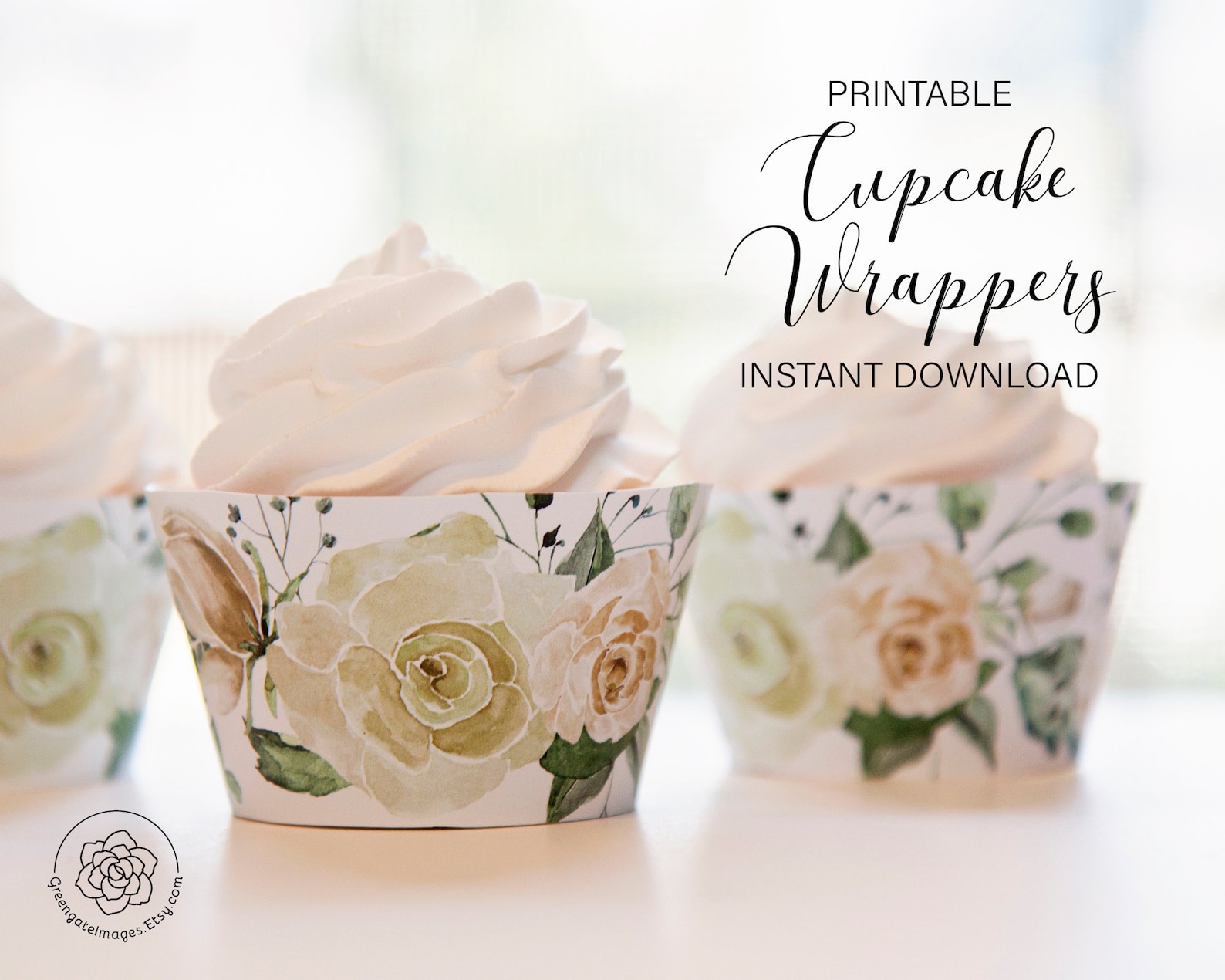 Printable Cupcake Wrappers Wedding Ideas Ivory Rose - Etsy