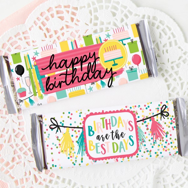 Happy Birthday Candy Bar Wrappers - PRINTABLE Hershey bar wrapper, pdf download, small birthday gift, favor ideas, birthday treat, coworker