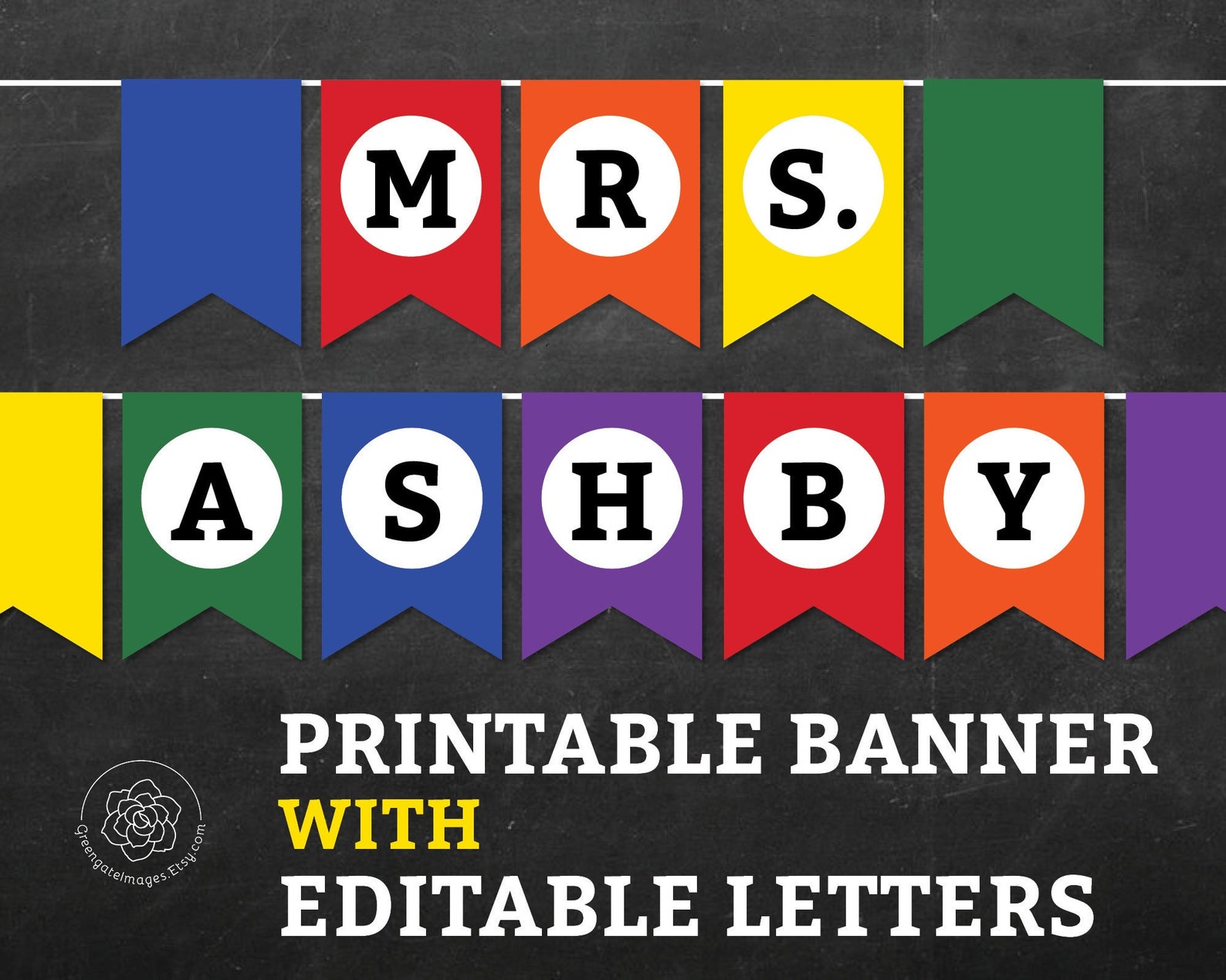 Rainbow Letter Banner - Editable Printable Message Bunting, Swallowtail ...